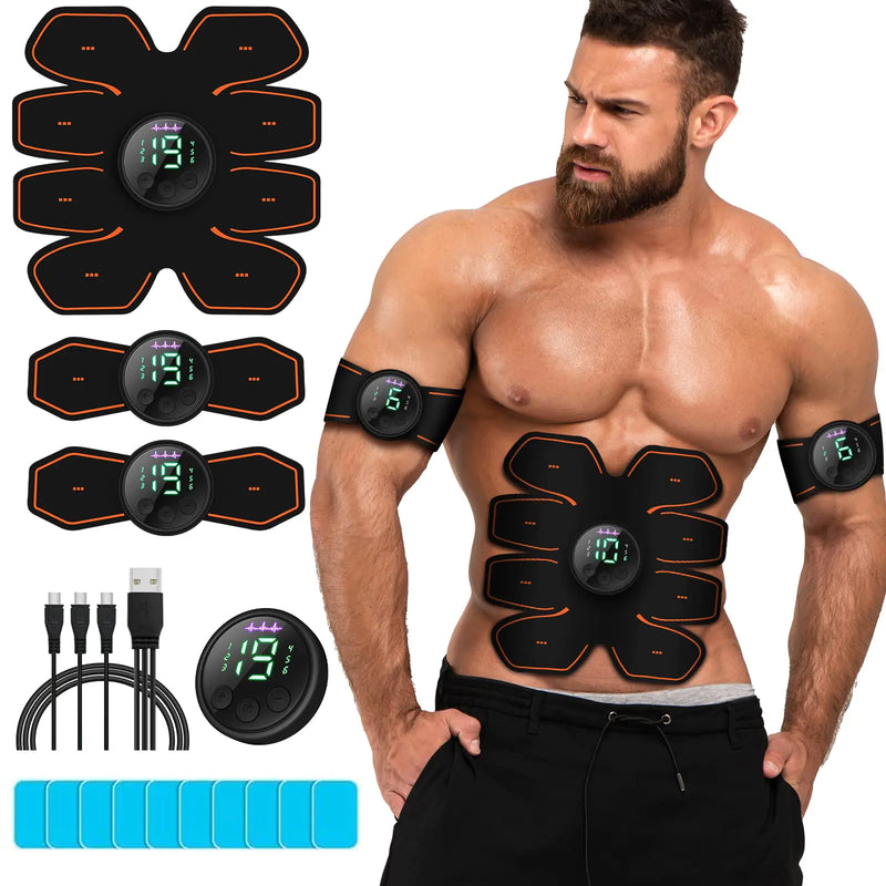 Grexemin ABS Stimulator Workout Equipment Ab Machine USB Rechargeable Gear for Abdomen/Arm/Leg Strength Training Equipment for Men and Women